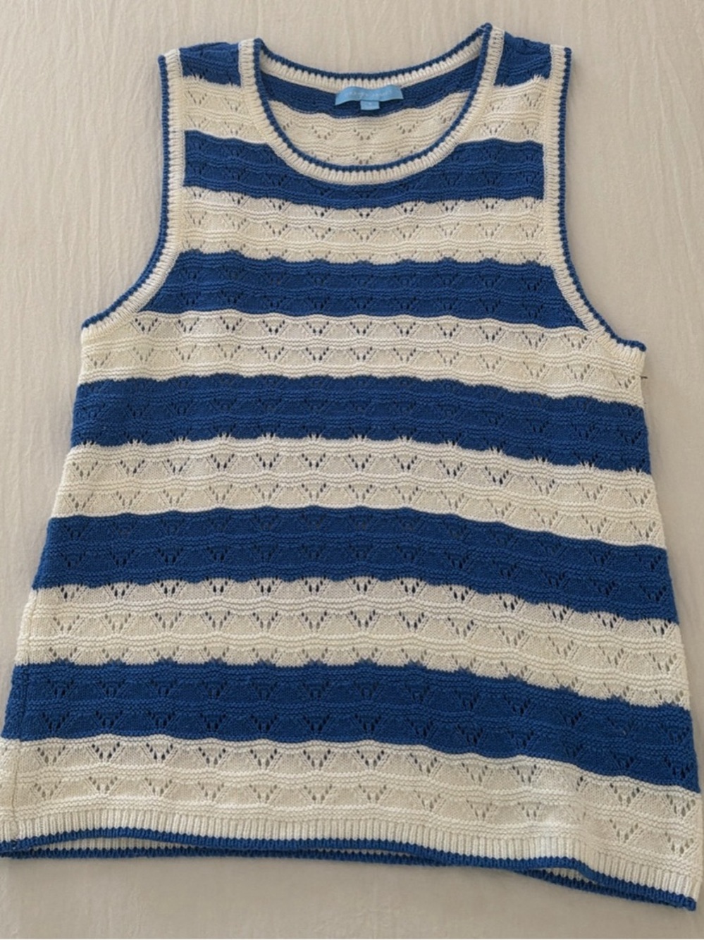 Draper James Royal Blue and White Striped sleeveless light weight sweater